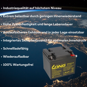 Kung Long WP45-12 VDS12V 45Ah Pb Batterie